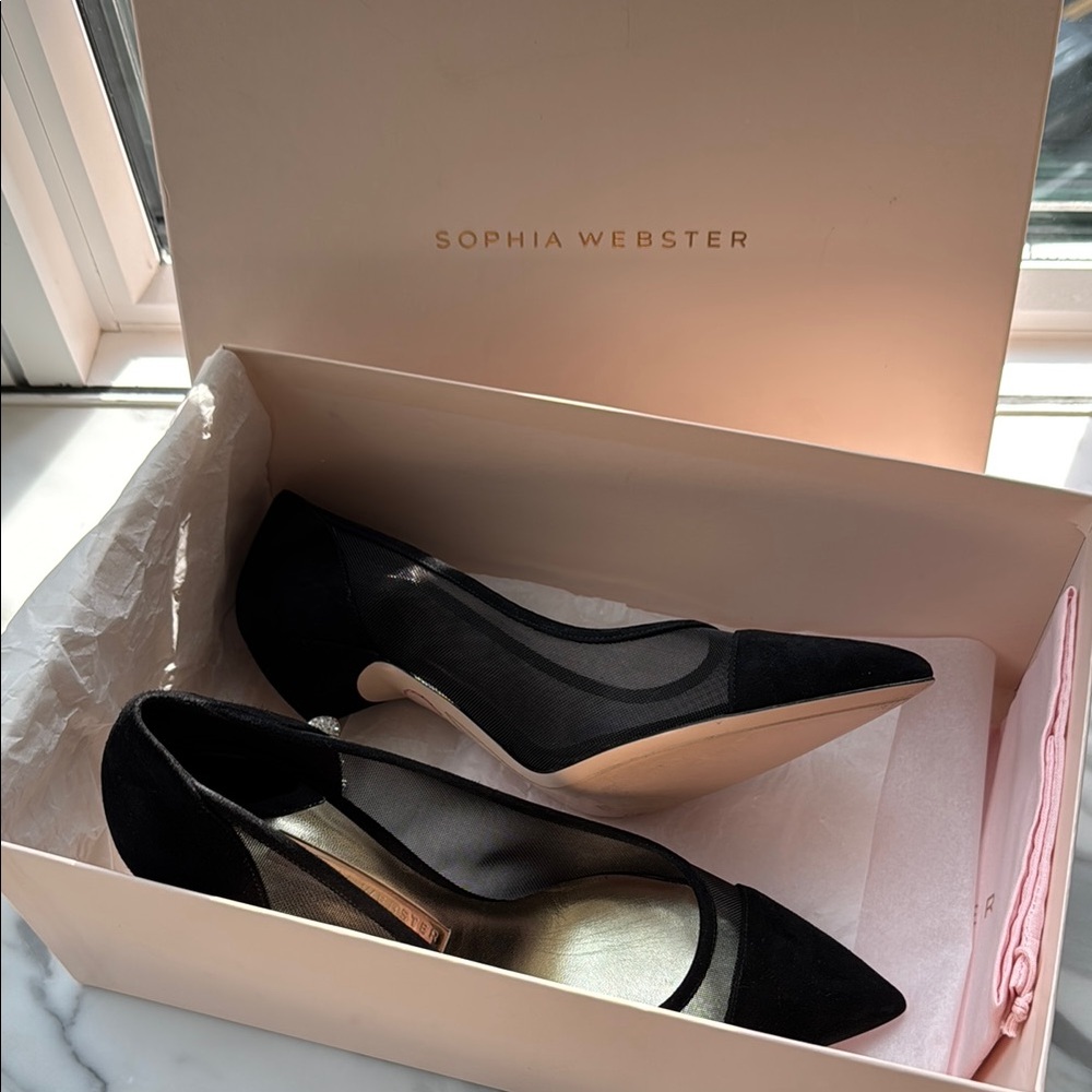 Sophia Webster Black Heels Classic Pointed Toe